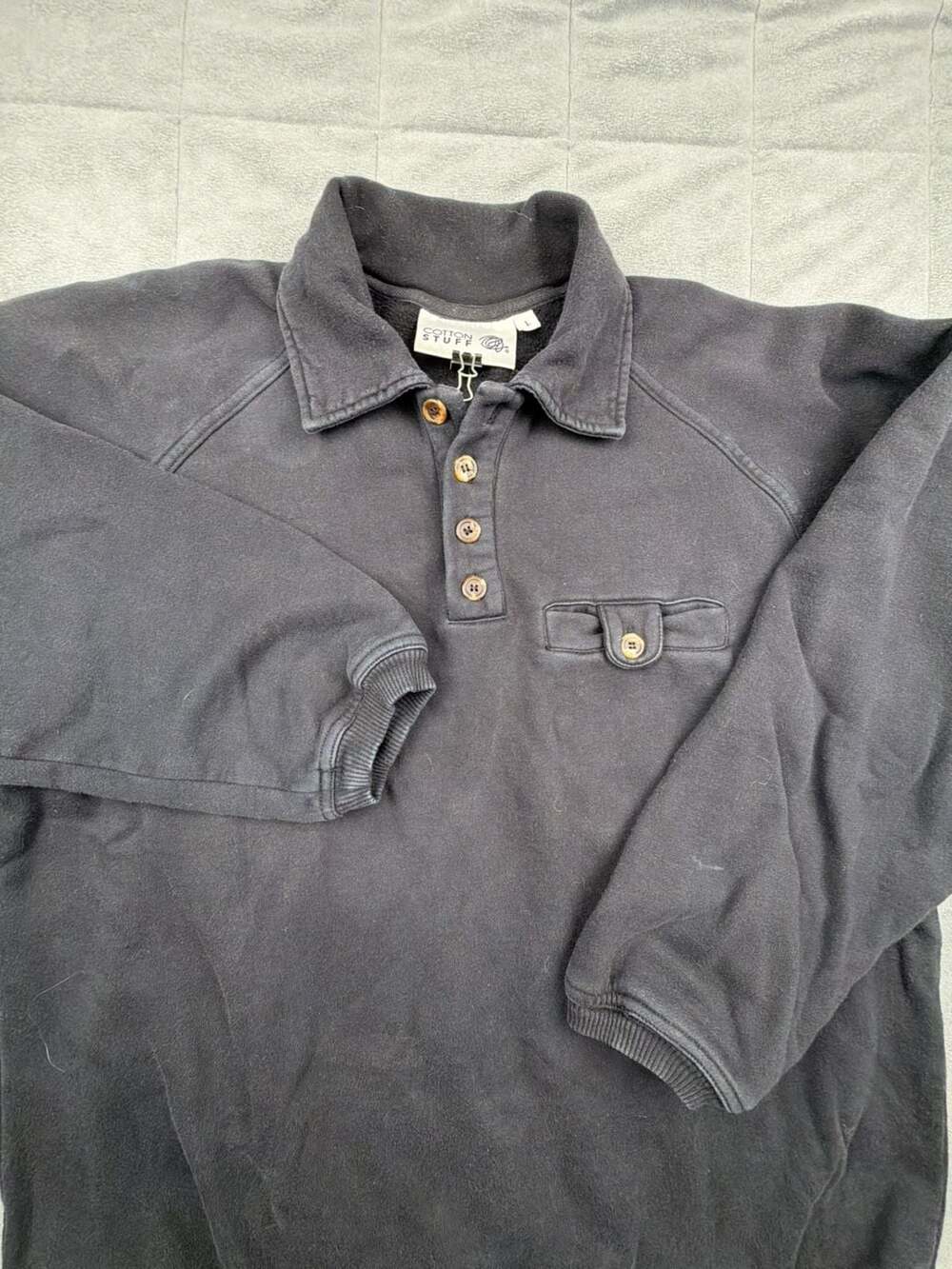 Vintage 90’s Y2K Boxy Pocket Button Polo Sweatshirt Mens Size Large